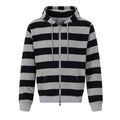 Black and gray striped hooded sweatshirt casual jacket