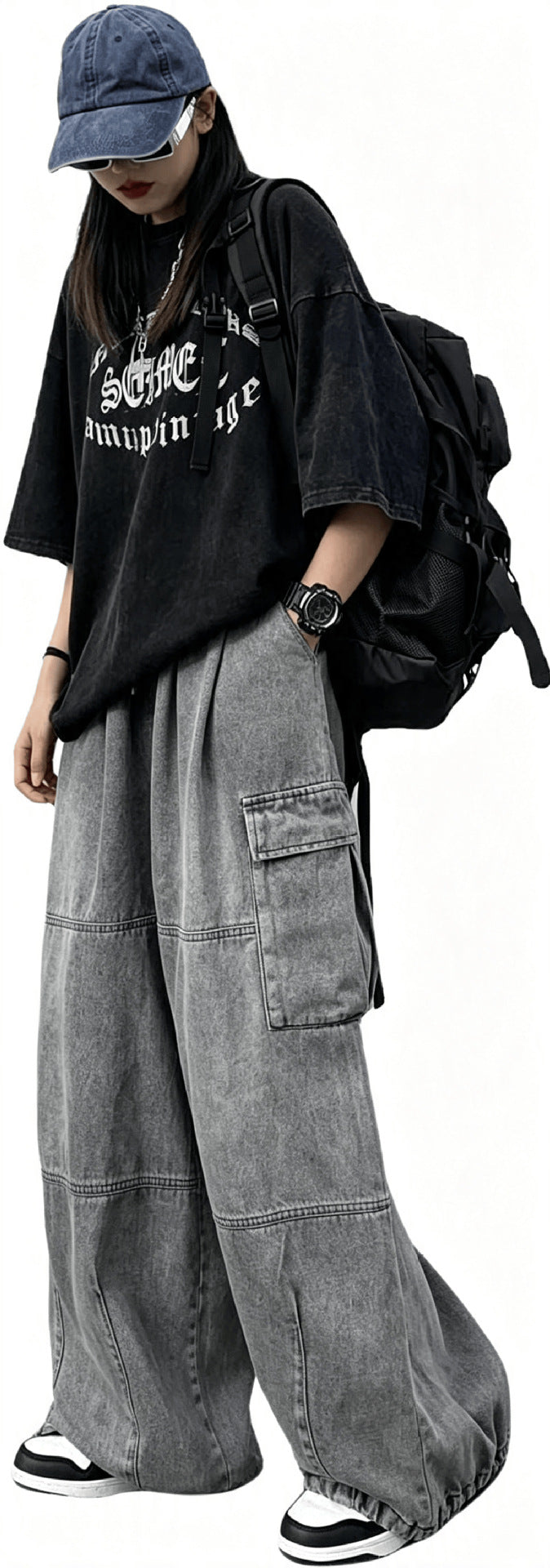 Trendy Denim Pants for Women Summer Loose Fit Distressed Wide Leg Slimming Long Pants