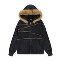 Mao collar hooded sweatshirt jacket
