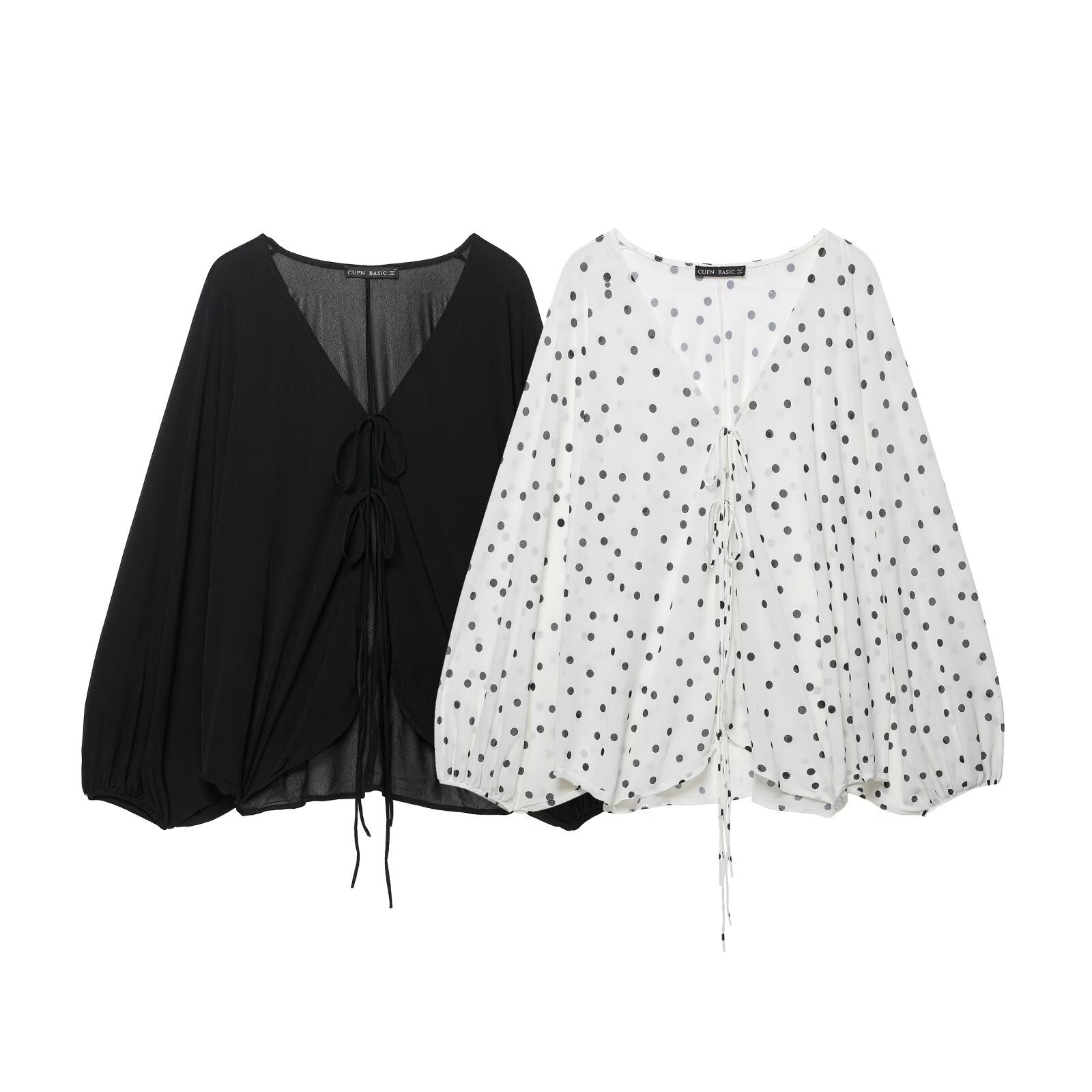Bubble sleeve crepe fabric shirt for women's wear