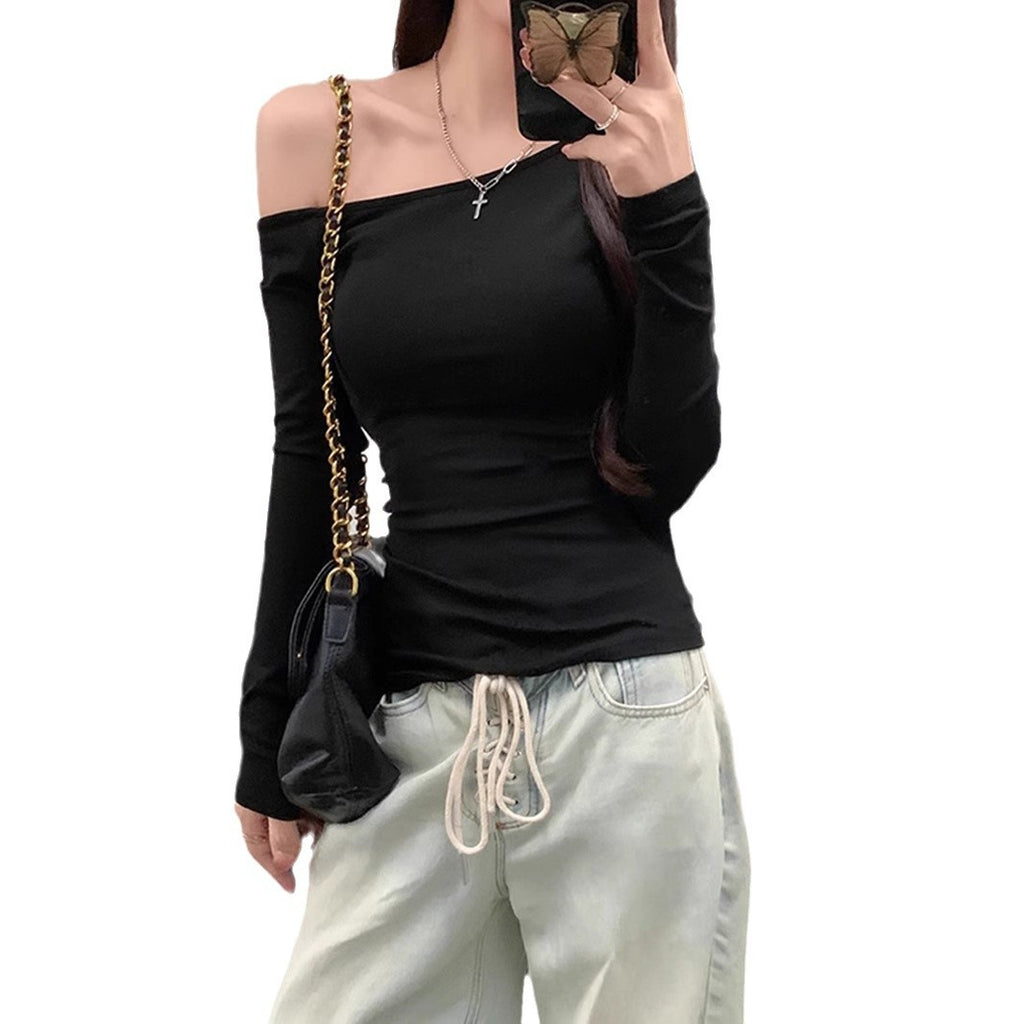 Wholesale Off-Shoulder Long Sleeve T-Shirt for Women, Slim Fit, Sexy Inner Wear Top