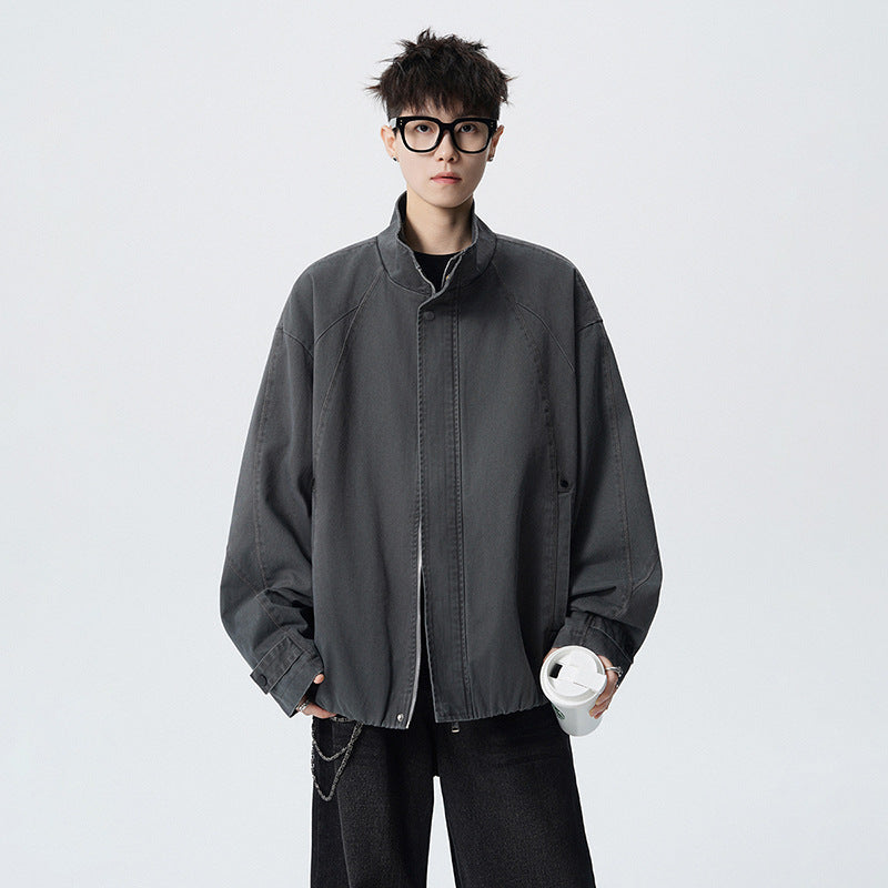 High-Quality  Trendy Stand Collar Jacket for Young Men, Spring and Autumn Fashionable Casual Outerwear