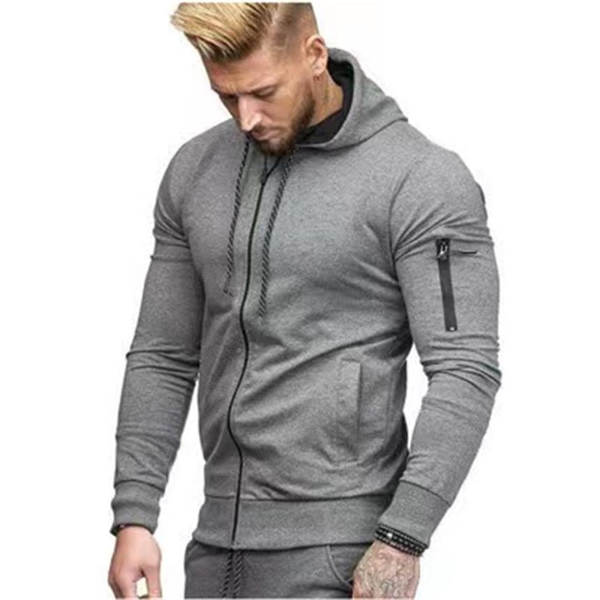 Men's Casual Zip-Up Hoodie with Sleeve Zipper Details, Trendy Athletic Sweatshirt Jacket