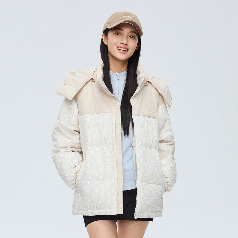 Men's Fashion Color-block Splicing Cropped Puffer Down Jacket