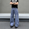 High Waist Men's Arc Fashion Patchwork Star Design Jeans Summer Loose Drape Versatile Wide Leg Pants
