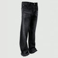 Cotton Casual Pants Men Summer Vintage Washed Denim Jeans Fashion Retro Design Black Relaxed Fit Pants