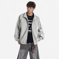 Retro Streetwear Patchwork Stand Collar Sports Jacket for Men and Women, Autumn Loose Fit Couple's Versatile Casual Water-Repellent Jacket