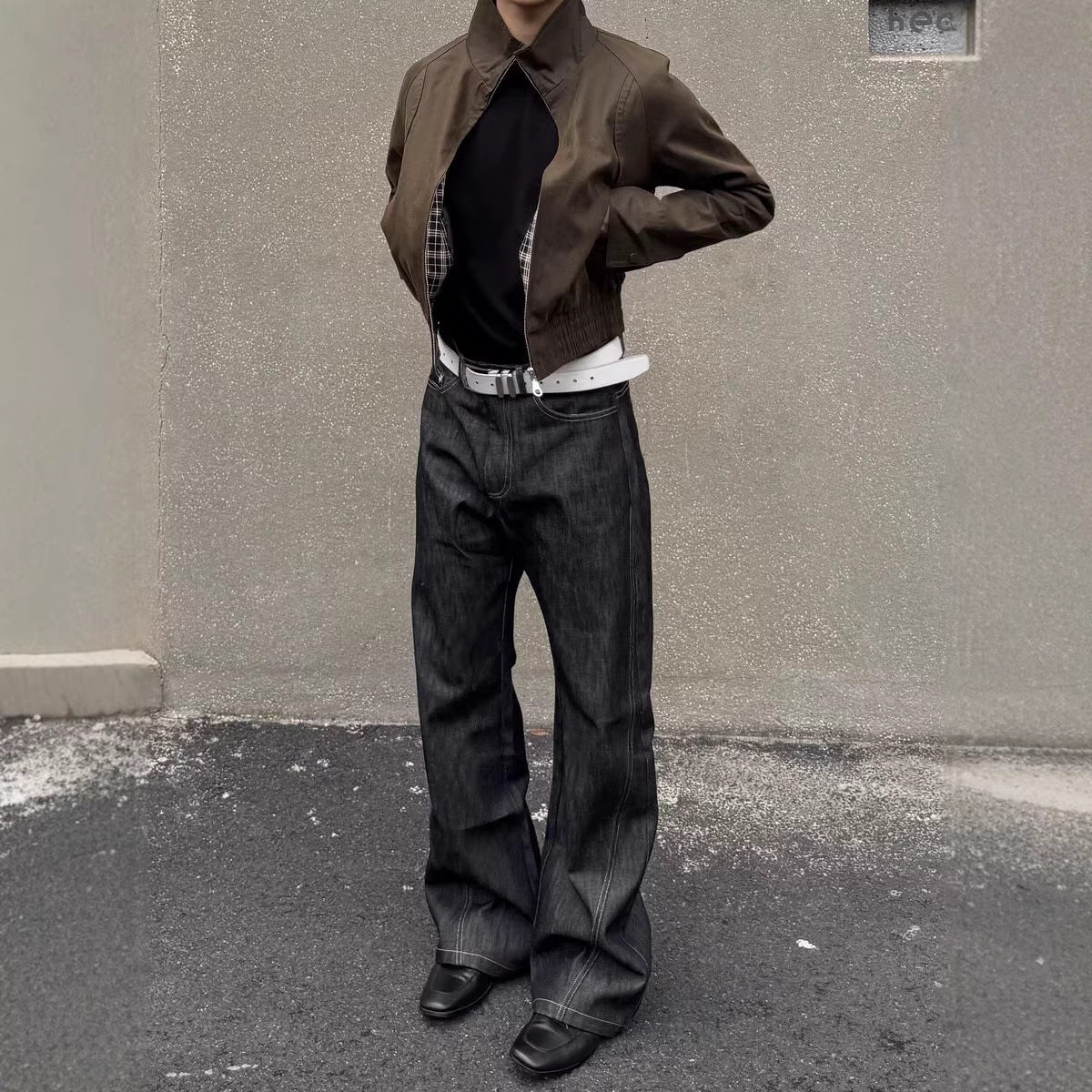 Autumn Men's Straight Leg Tapered Denim Pants, Casual Retro Streetwear Black Jeans, High Street Fashion Slim Fit Long Pants