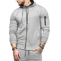 Men's Casual Zip-Up Hoodie with Sleeve Zipper Details, Trendy Athletic Sweatshirt Jacket