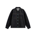 Turquoise Color-block Buttoned Loose Denim Jacket for Men