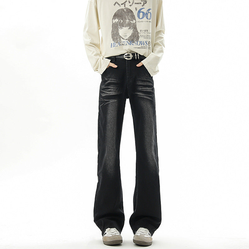 Washed Lightning Pattern Denim Pants for Men