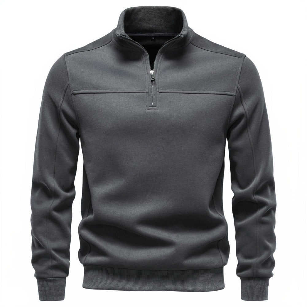Stand up collar half zipper pullover hoodie top