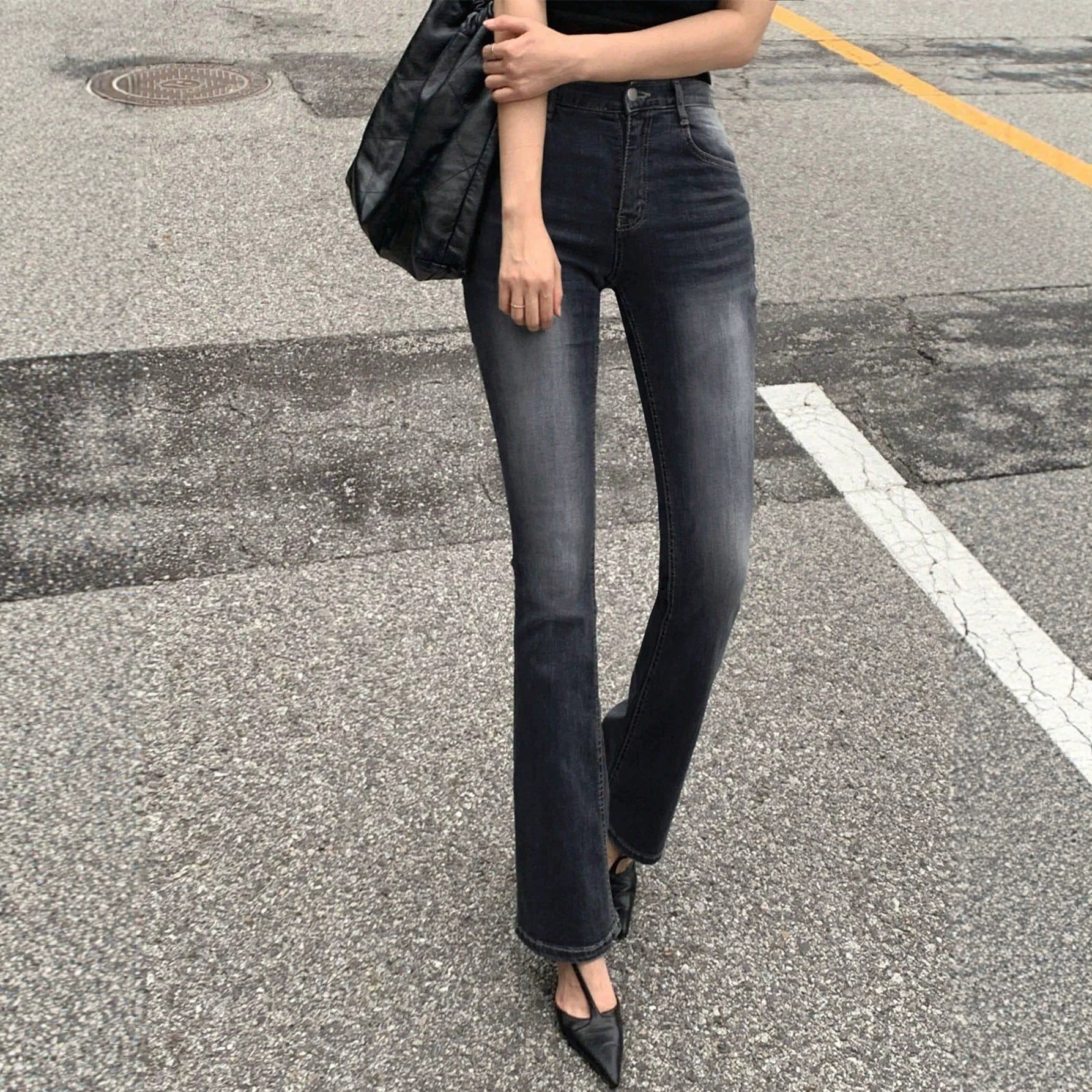 Summer Women's Fashionable Charming Flared Denim Pants, Versatile, Simple and Elegant Long Pants