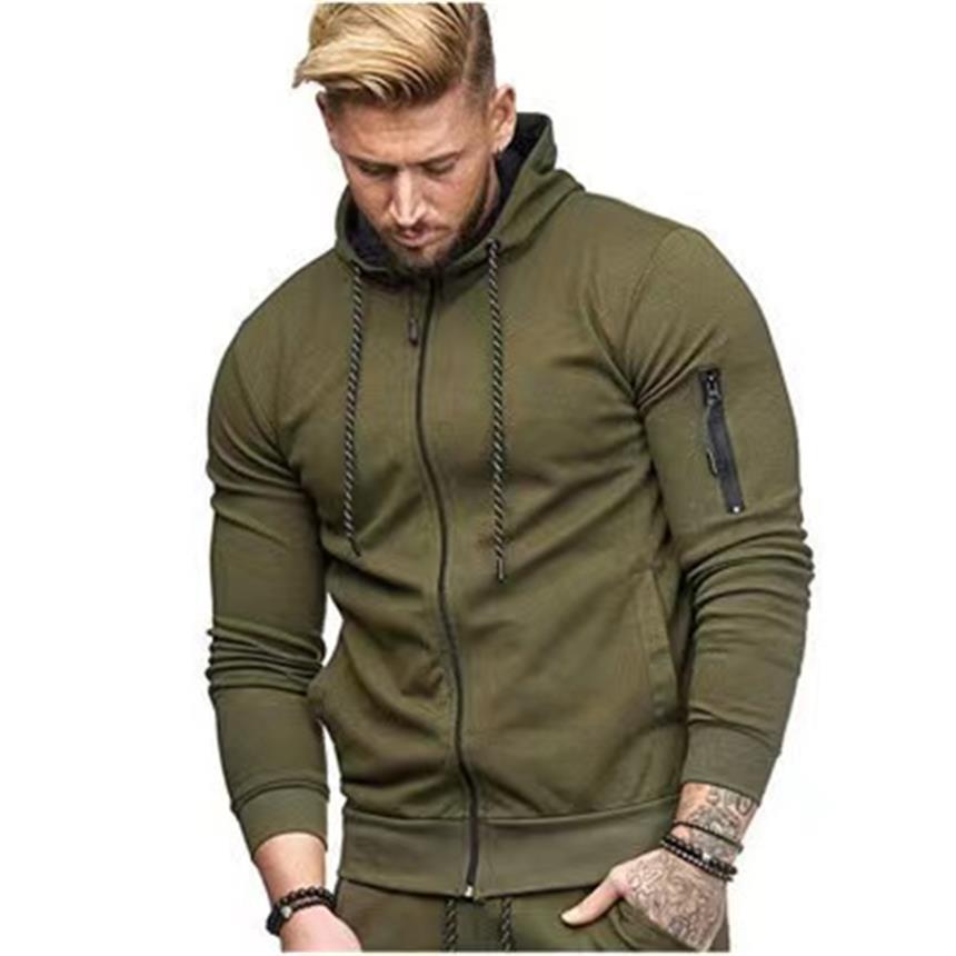 Men's Casual Zip-Up Hoodie with Sleeve Zipper Details, Trendy Athletic Sweatshirt Jacket