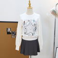 Embroidered pentagram flying bird pullover sweater for women