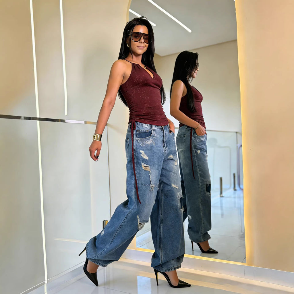Street Style Patched Distressed Washed Skinny Jeans