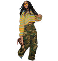 Women's Camouflage Pants Winter New Style Street Fashion Multi-Pocket Straight Leg Jeans