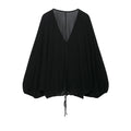 Bubble sleeve crepe fabric shirt for women's wear