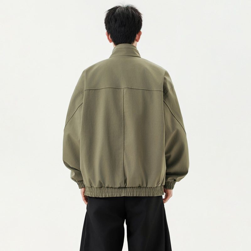 Retro Casual Unisex Stand Collar Cargo Pocket Jacket
