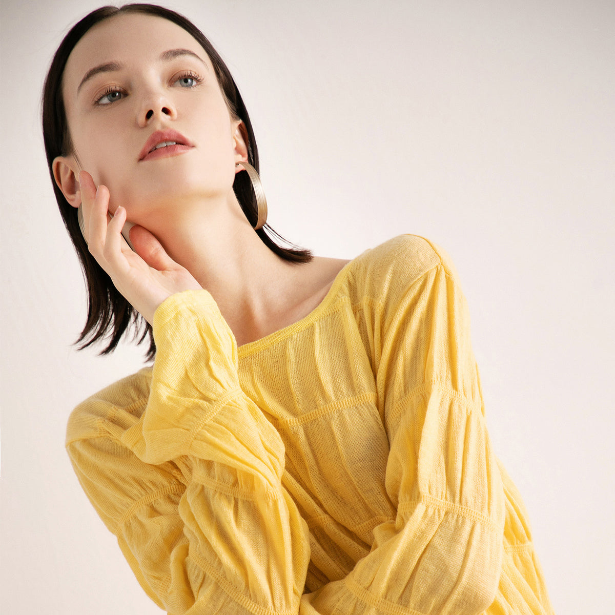 Long sleeved round neck top for women