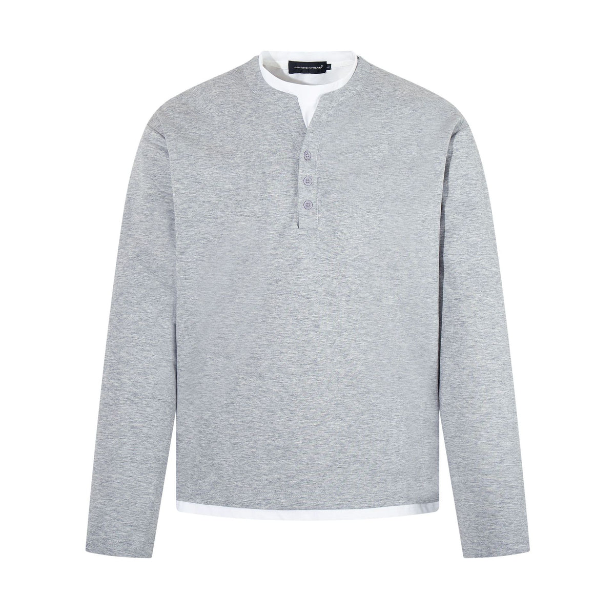 Retro Fake Two Henley Collar Long Sleeve