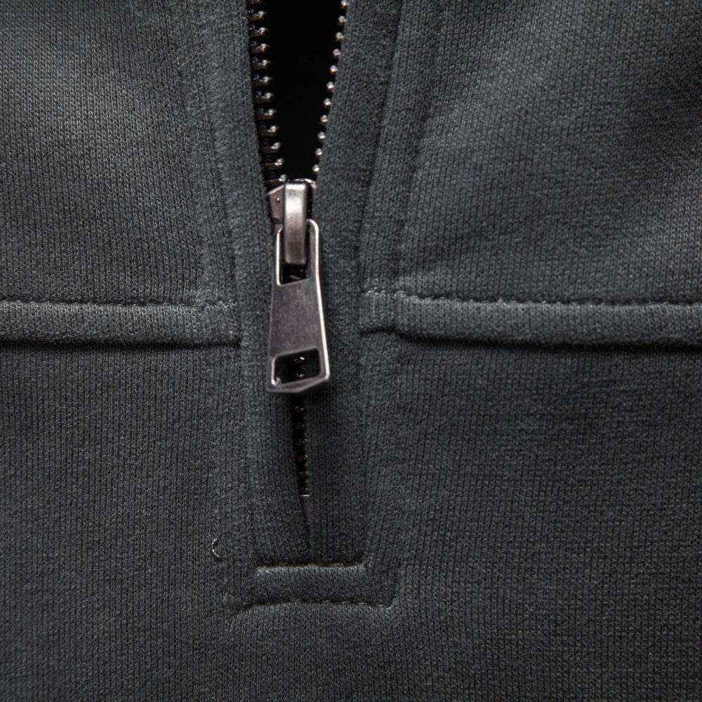 Stand up collar half zipper pullover hoodie top