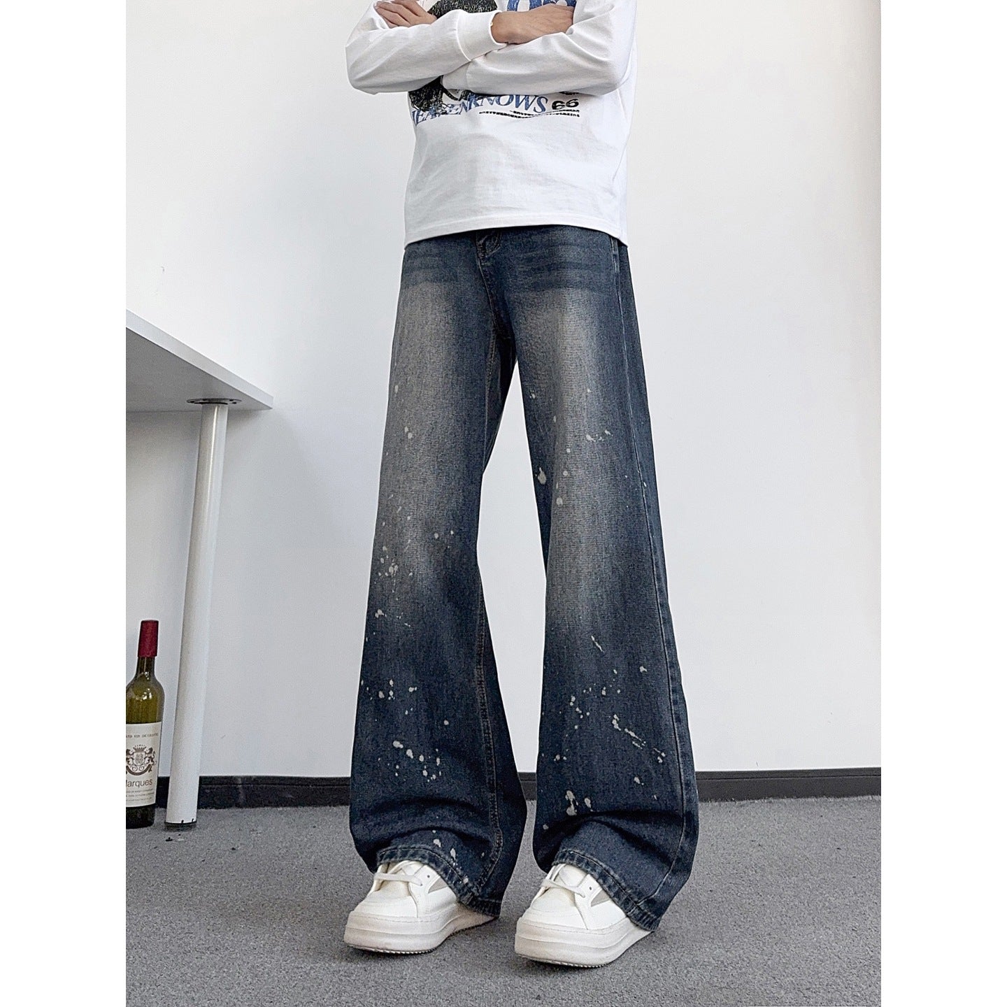 Paint Knife-Style Denim Pants for Men