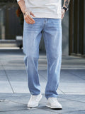 Casual Men's Summer Vintage Washed Denim Pants, Fashionable Blue Design, Stylish and Trendy