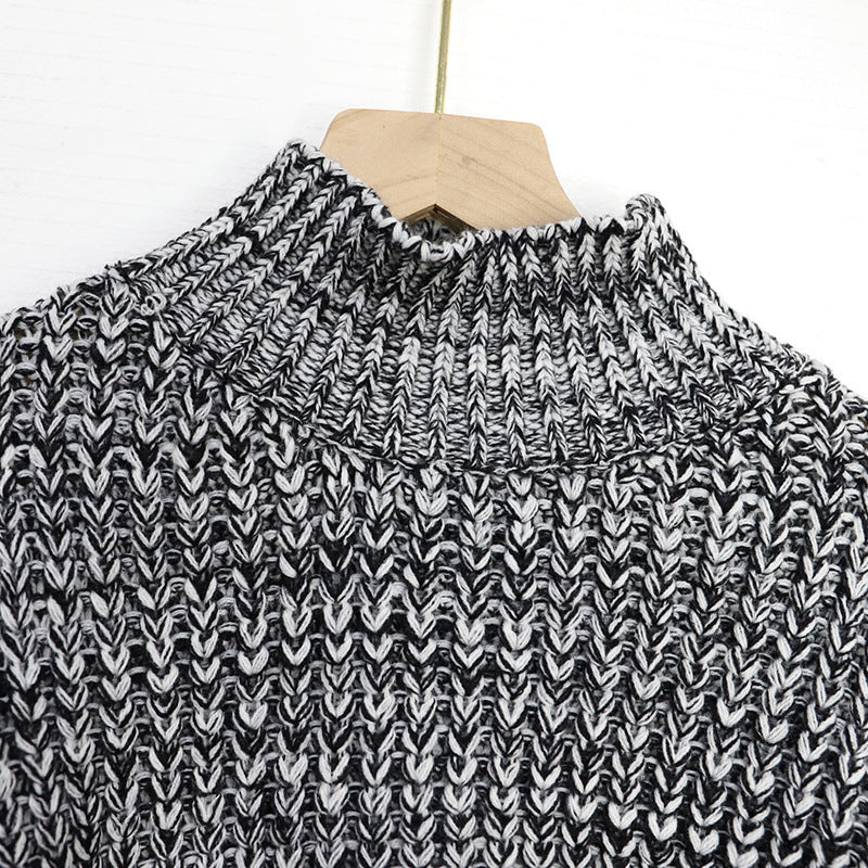 Half high neck short pullover sweater