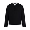Retro Fake Two Henley Collar Long Sleeve