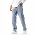 Retro Washed Blue Denim Pants Men's Summer Fashion Casual Trousers Design Sense Streetwear Style