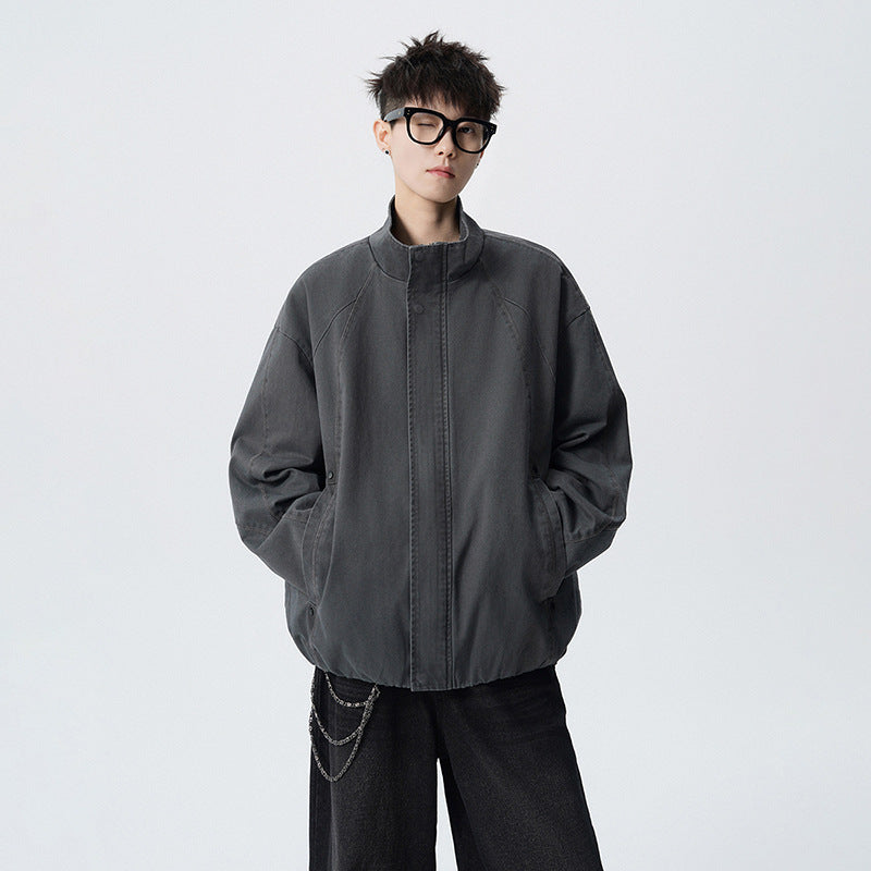 High-Quality  Trendy Stand Collar Jacket for Young Men, Spring and Autumn Fashionable Casual Outerwear