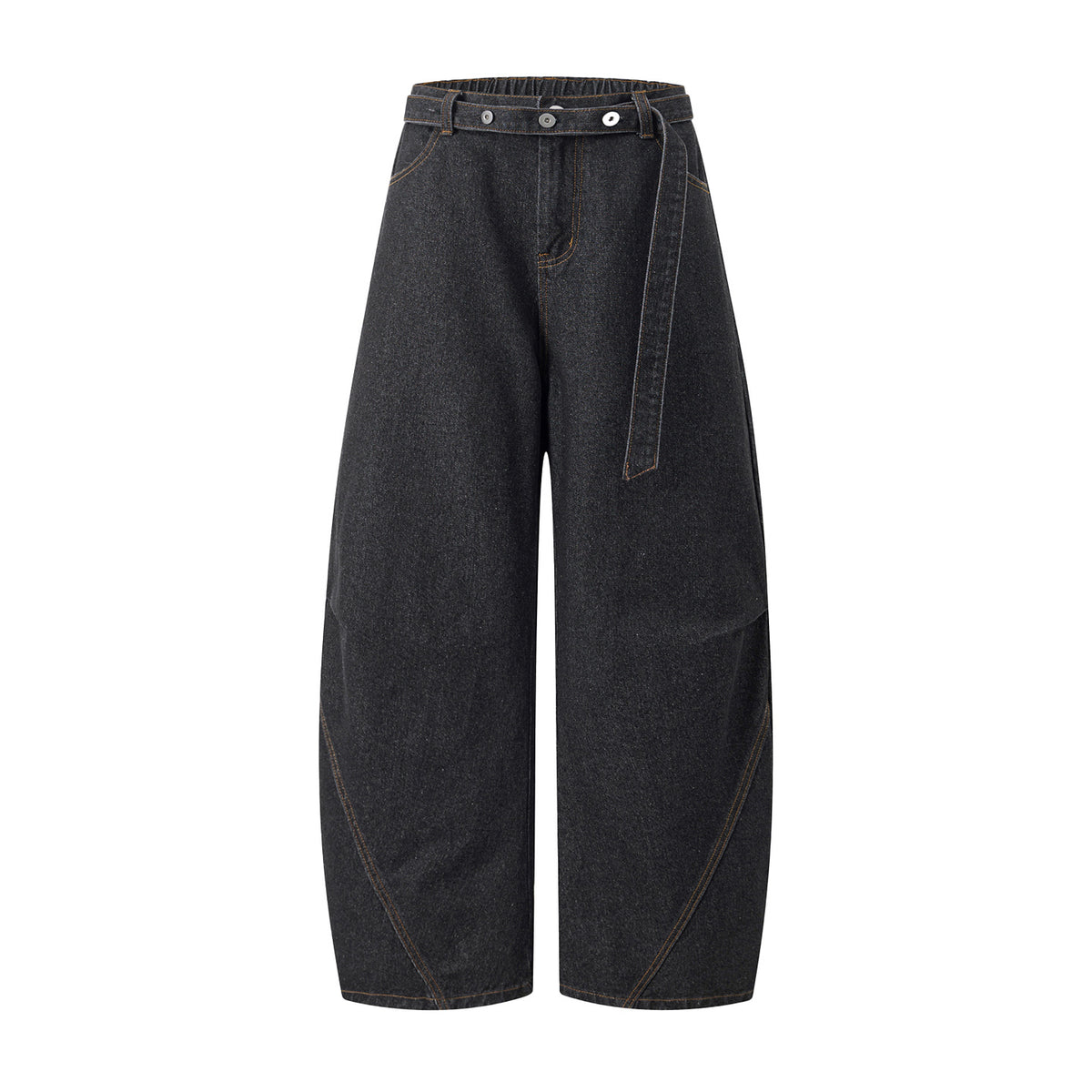 Raw Denim Retro Jeans for Men, Autumn Loose Straight Leg Pants with Belt Loop and Button Closure, Casual Long Trousers