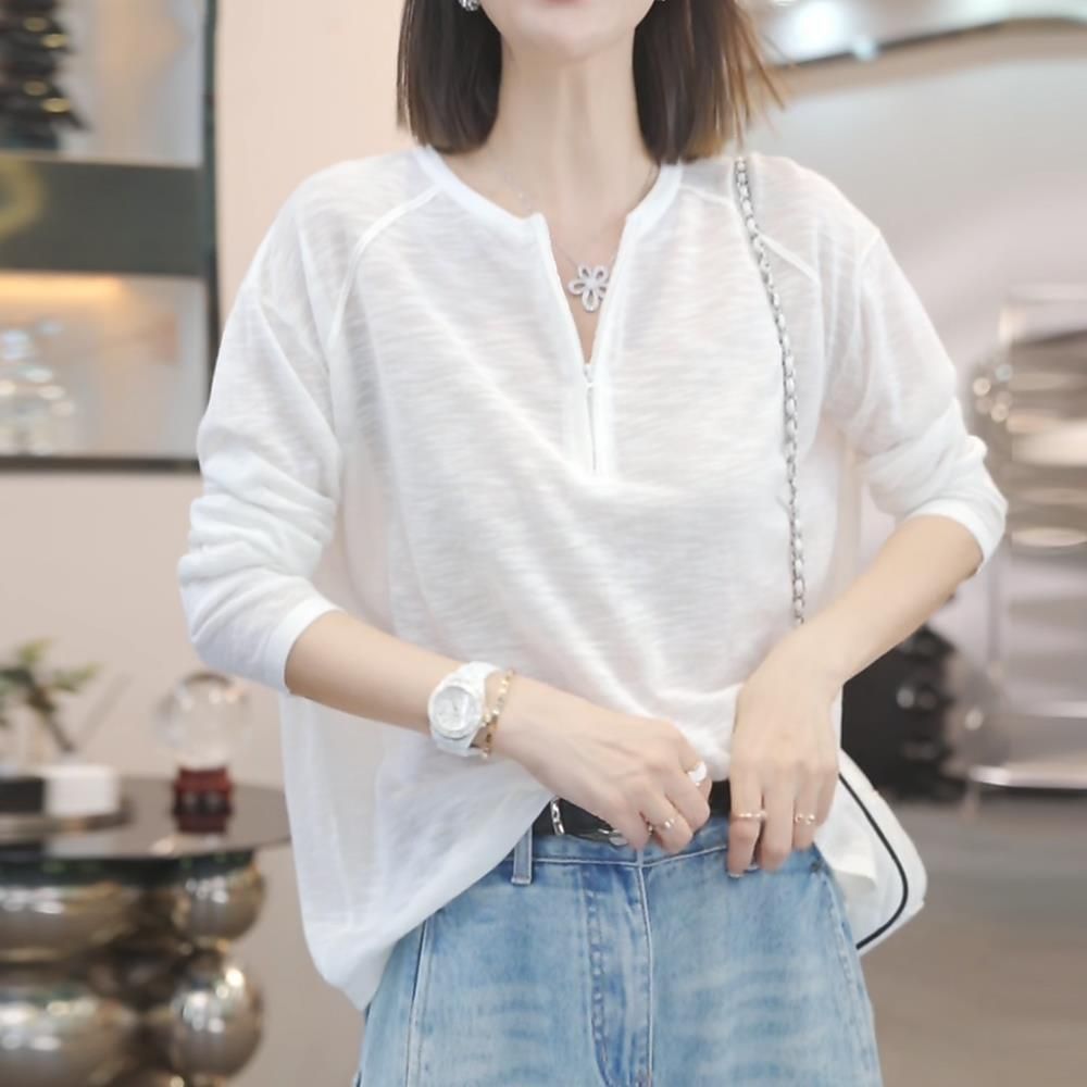 Lightweight Long Sleeve T-Shirt for Women, Breathable Ice Silk Sun Protection Top