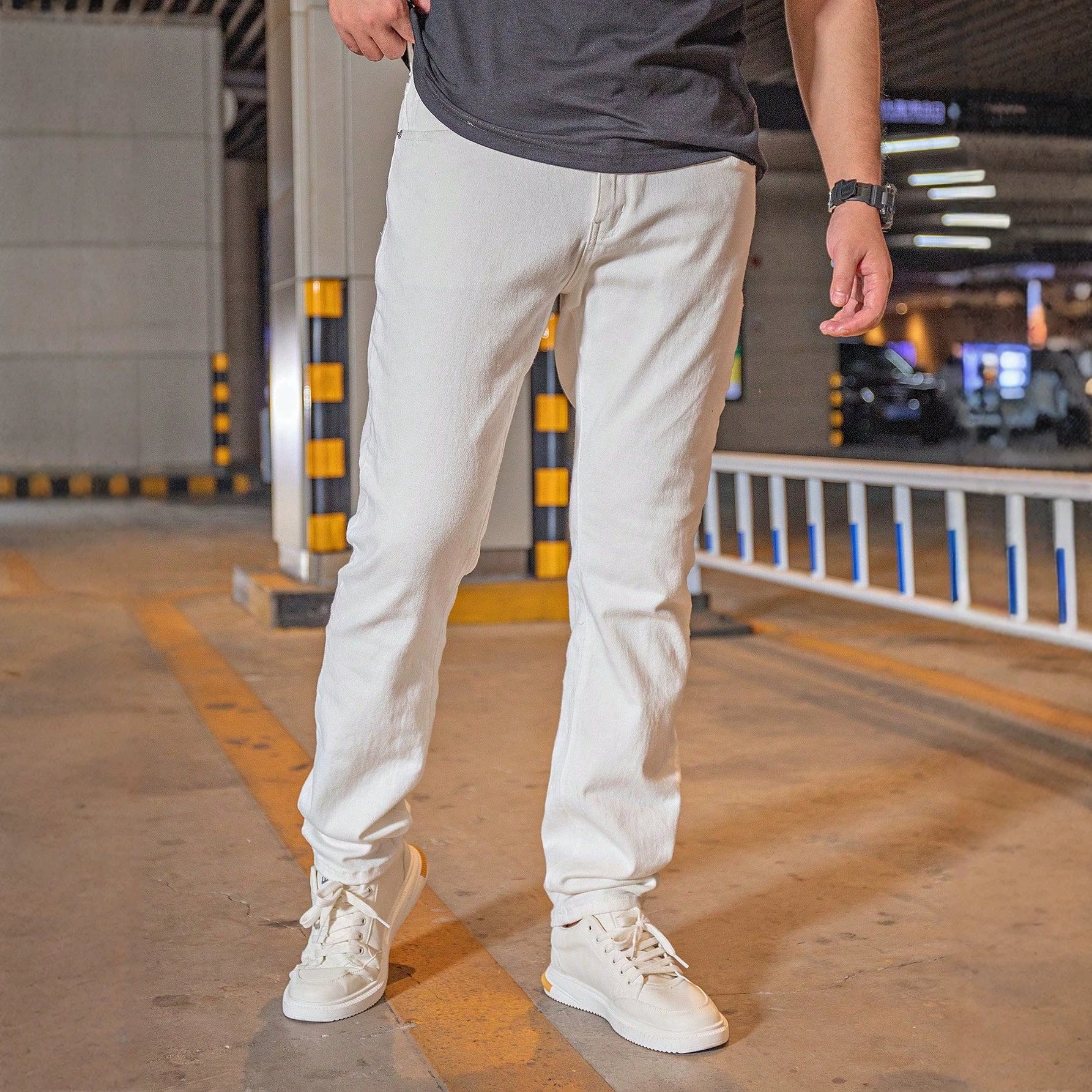 Casual Men's Summer Daily Comfortable Distressed Washed White Jeans Pants