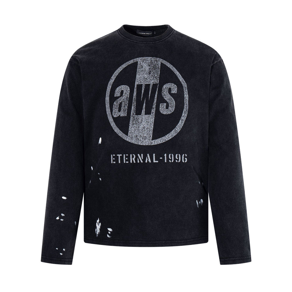 Letter printed long sleeved T-shirt loose casual top