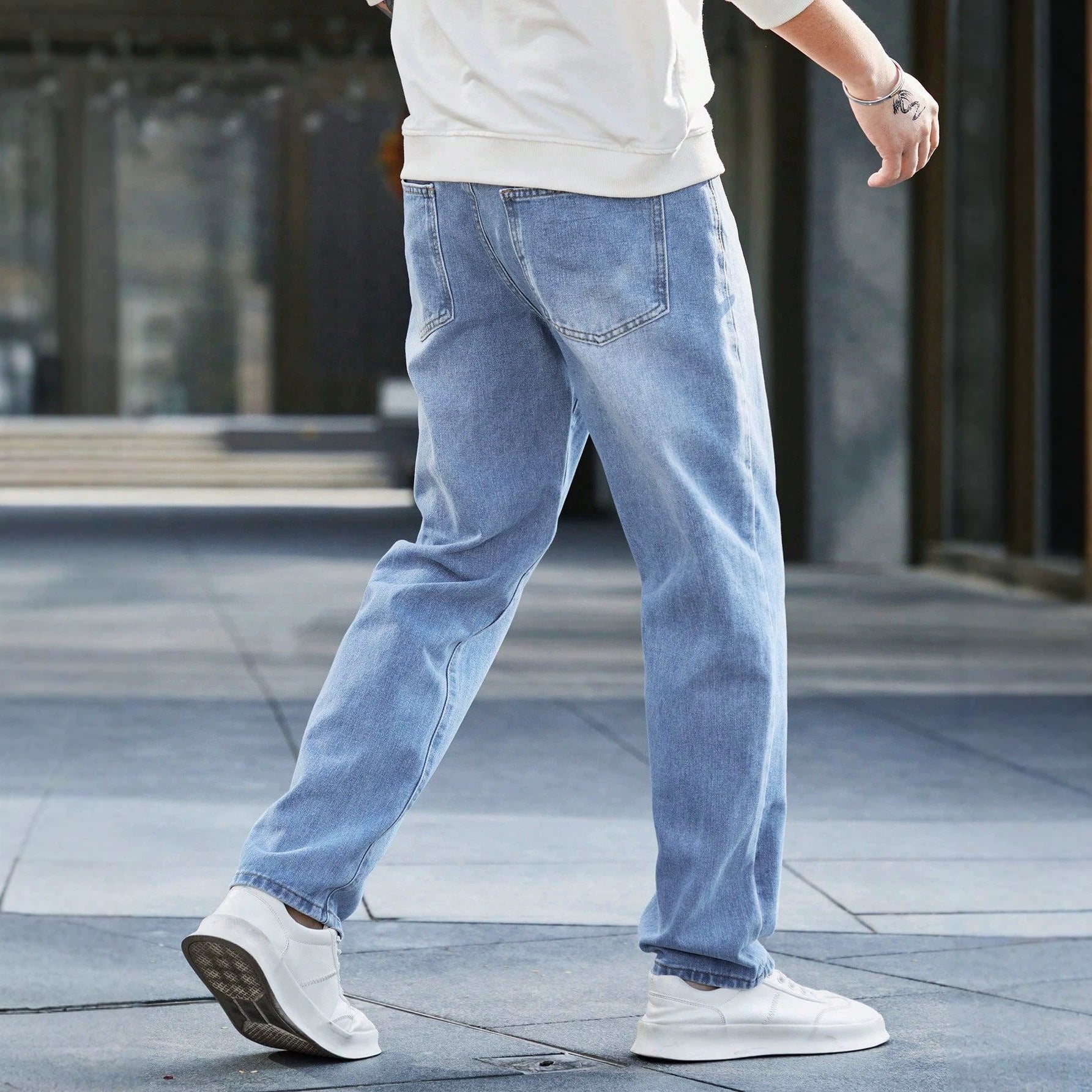 Casual Men's Summer Vintage Washed Denim Pants, Fashionable Blue Design, Stylish and Trendy
