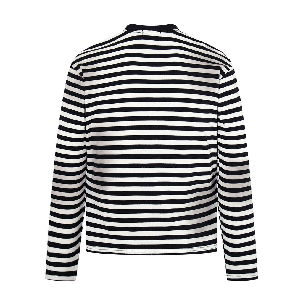 Striped round neck long sleeved T-shirt