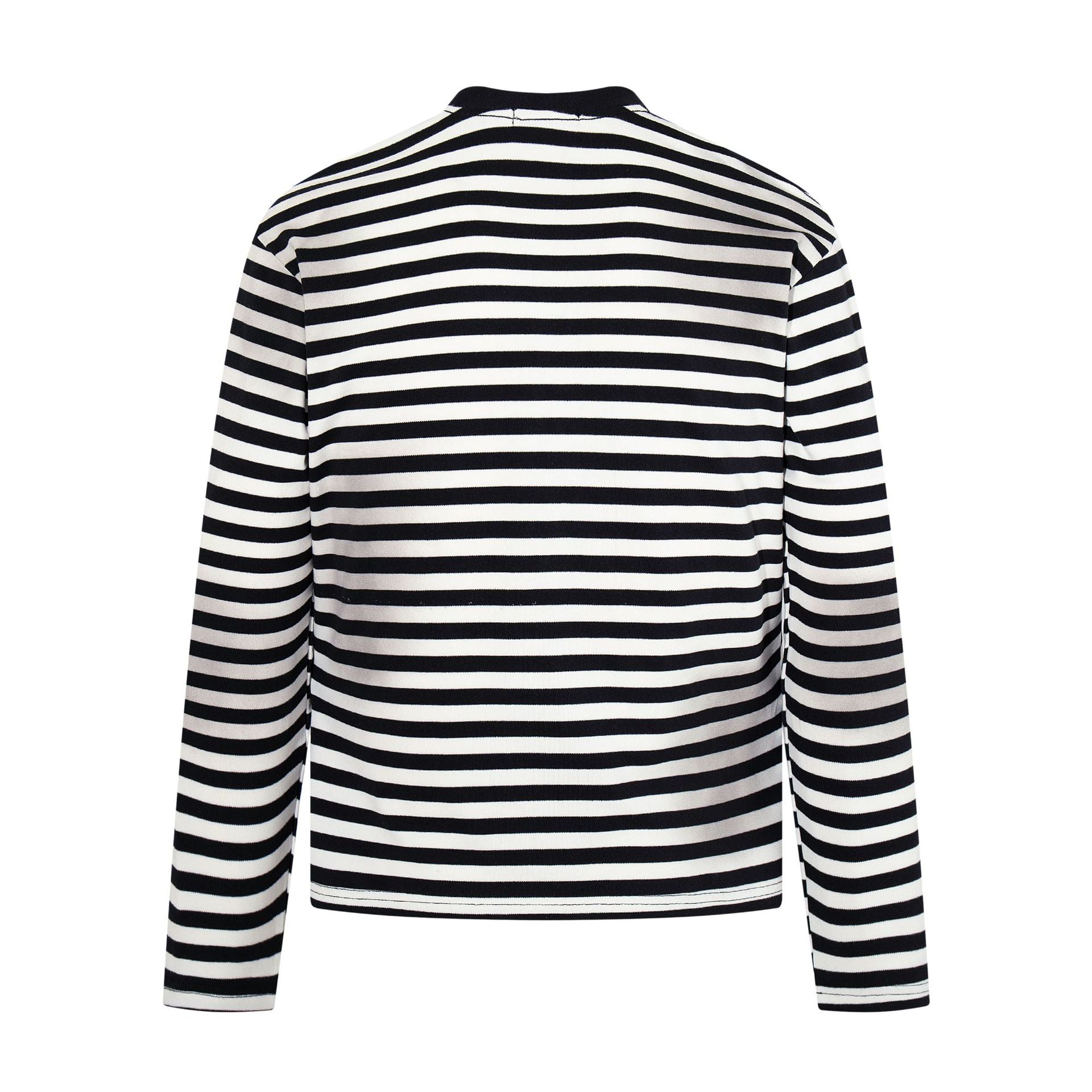 Striped round neck long sleeved T-shirt