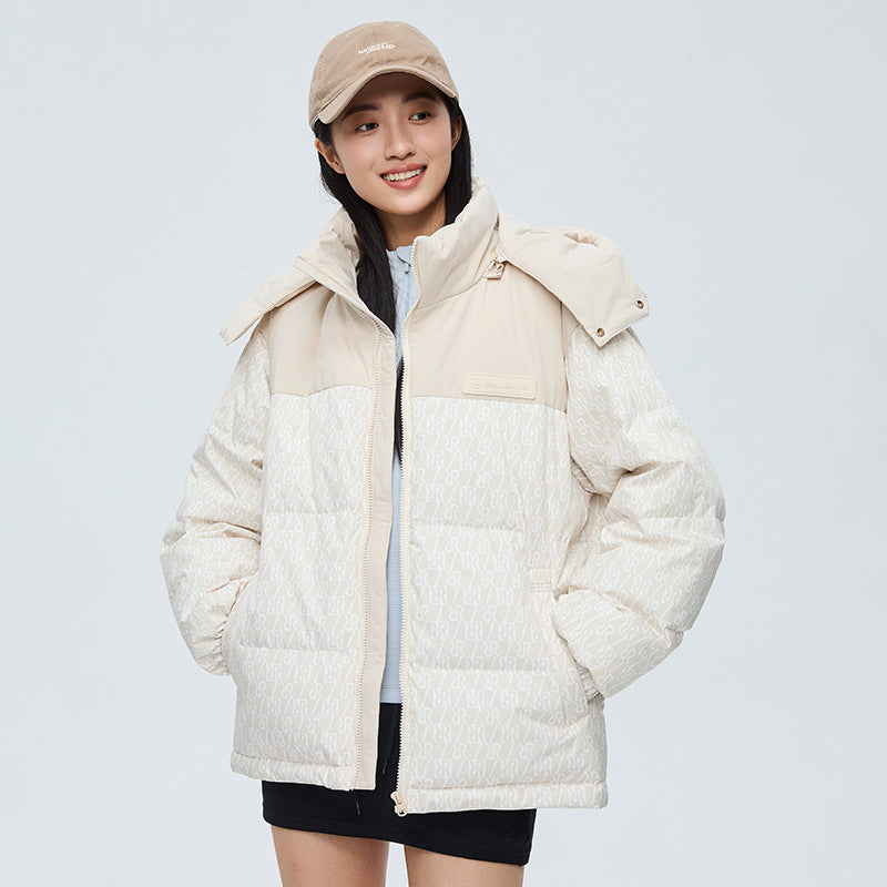 Men's Fashion Color-block Splicing Cropped Puffer Down Jacket