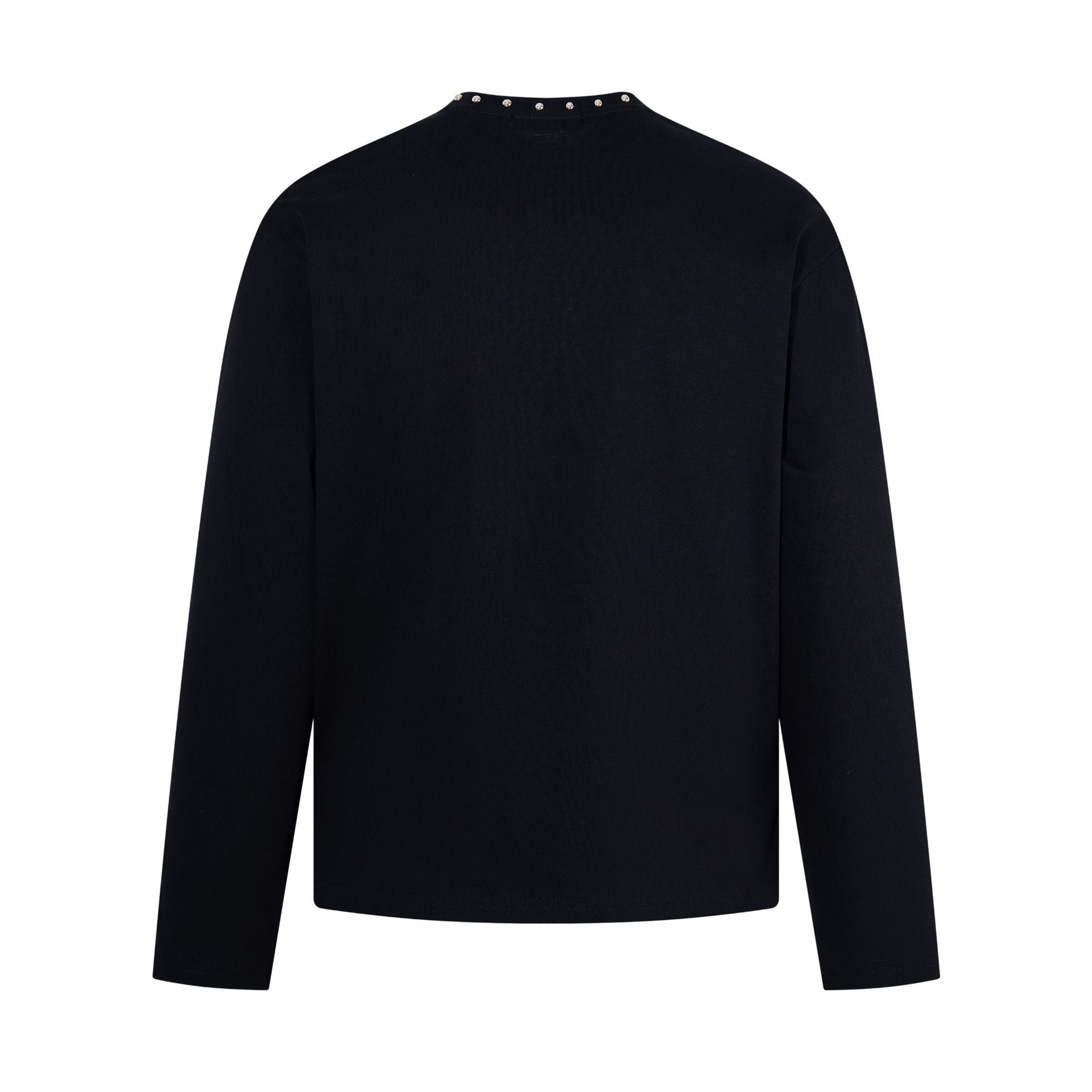 Light punk rivet half zipper long sleeved t-shirt
