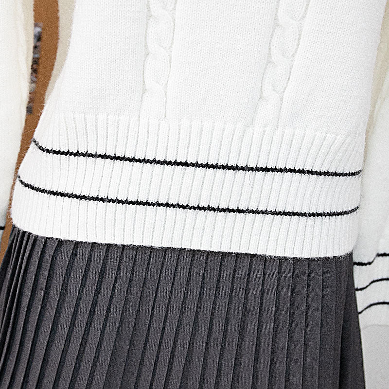 Color collision embroidery slim fit sweater for women