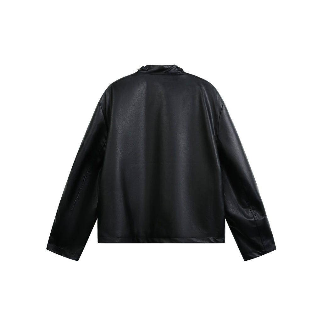 Retro Design Zip-Up PU Leather Jacket Unisex Edgy Biker Style Coat