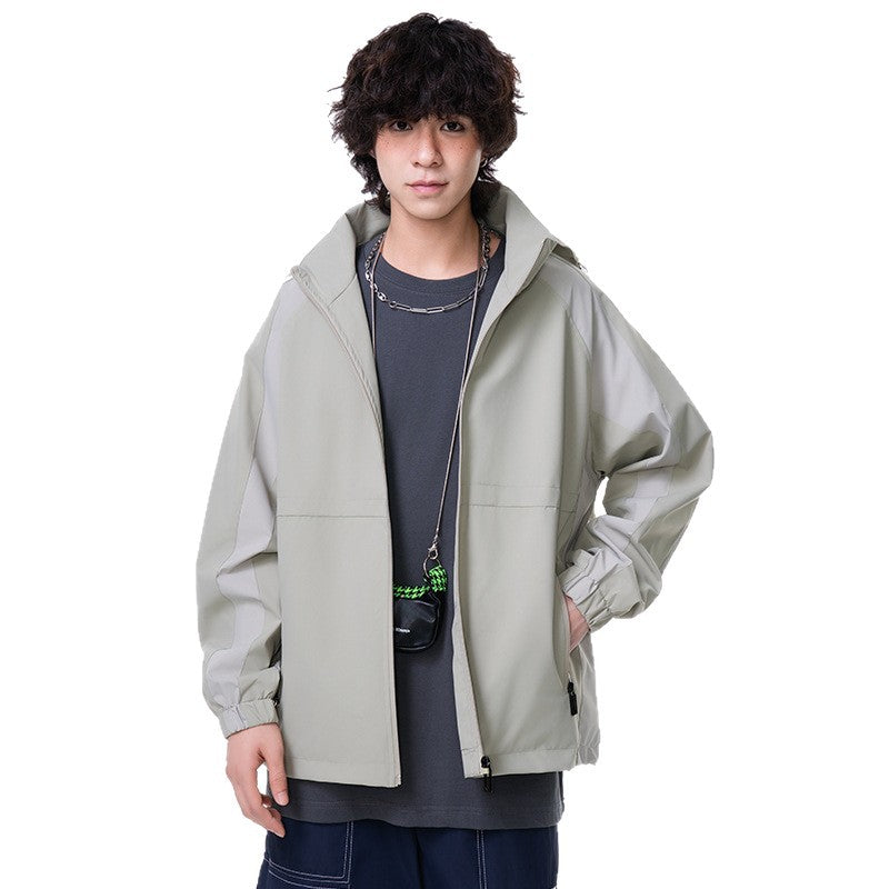 Men's Casual Outdoor Sports Workwear Loose Fit Couple Style Windbreaker Jacket