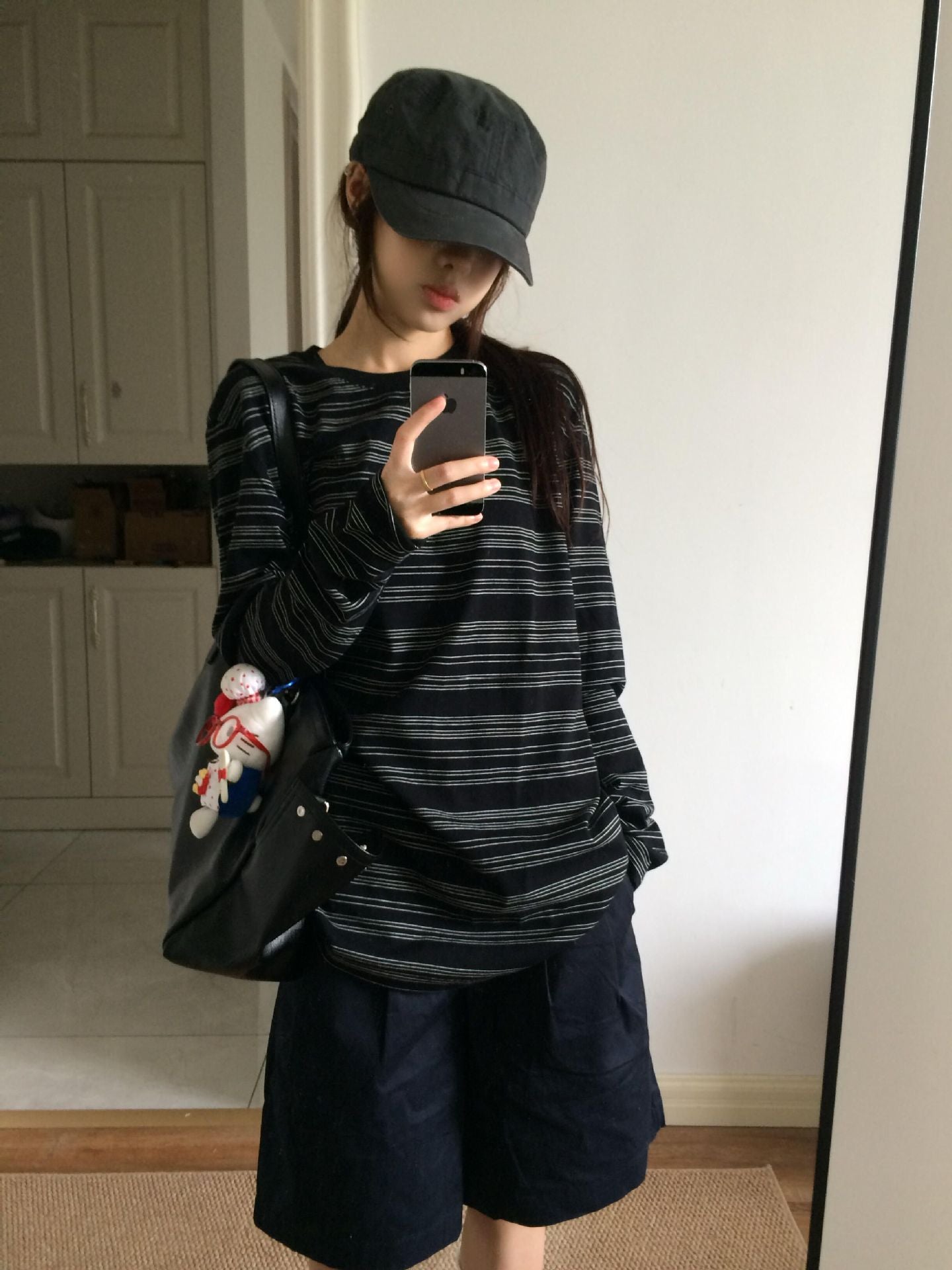 Patchwork Striped Color-Blocked Long Sleeve T-Shirt for Women