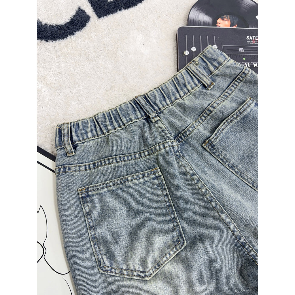 Deconstructed Plaid Patchwork Denim Pants for Men
