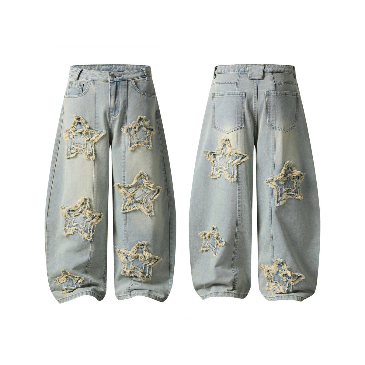 Frayed Star Wide Leg Pants for Women, Loose Knife-Edge Cut Slimming Long Pants