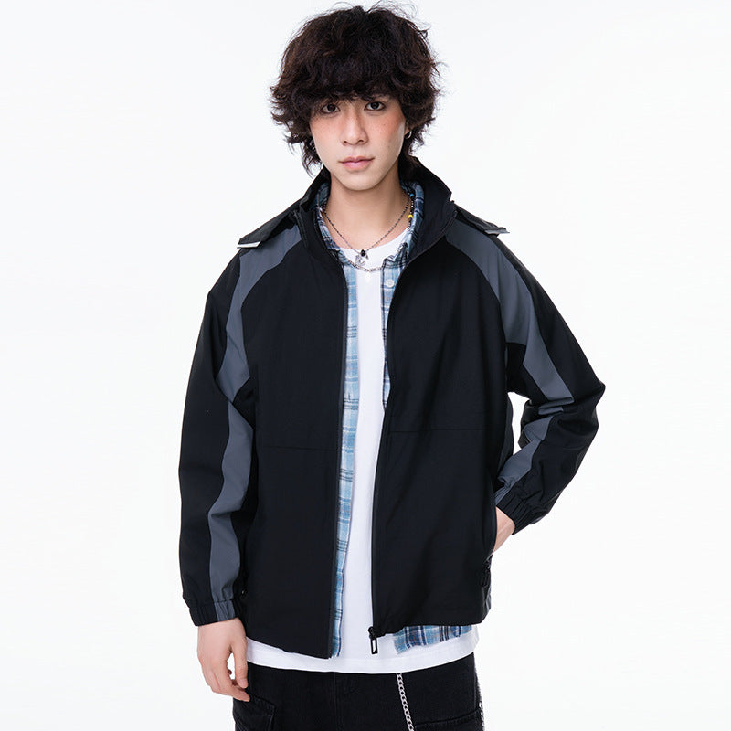 Men's Casual Outdoor Sports Workwear Loose Fit Couple Style Windbreaker Jacket