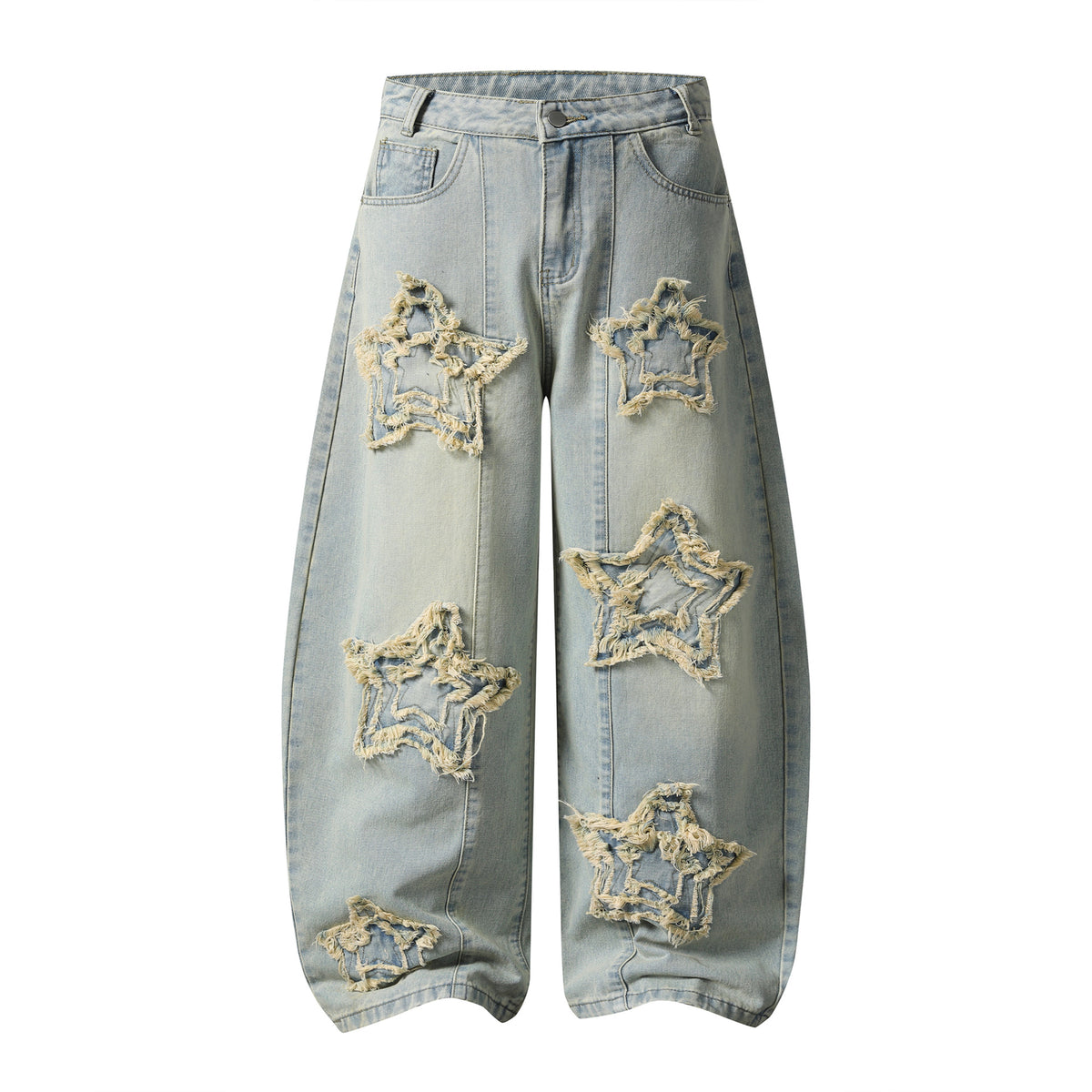 Frayed Star Wide Leg Pants for Women, Loose Knife-Edge Cut Slimming Long Pants