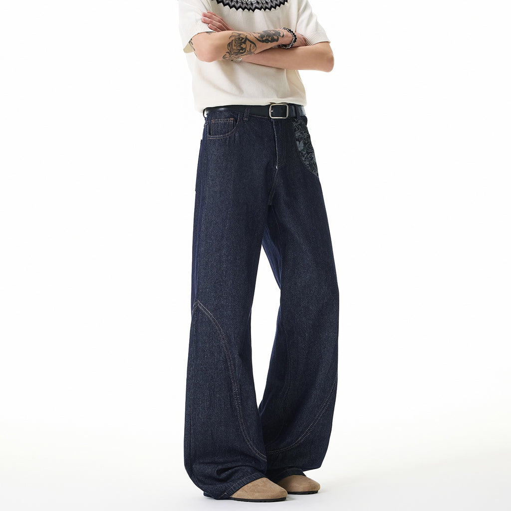 Gray Charcoal Black Wide-Leg Jeans Men